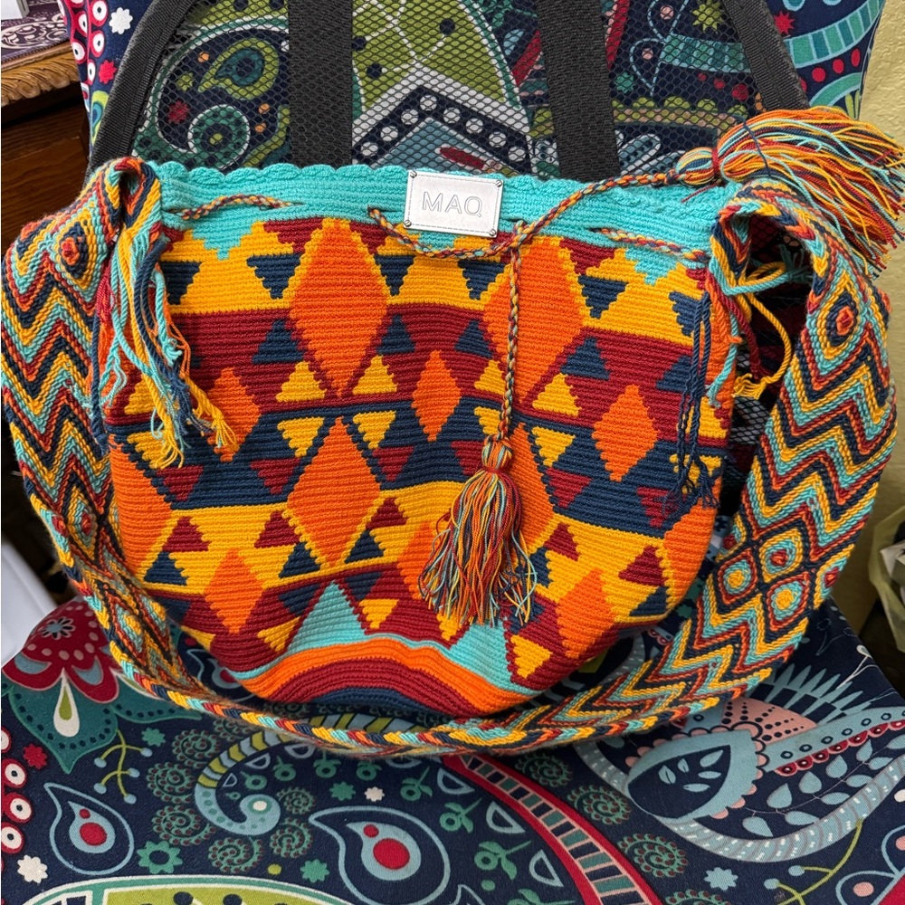 Multicolor Geometric Pattern Women Bag
